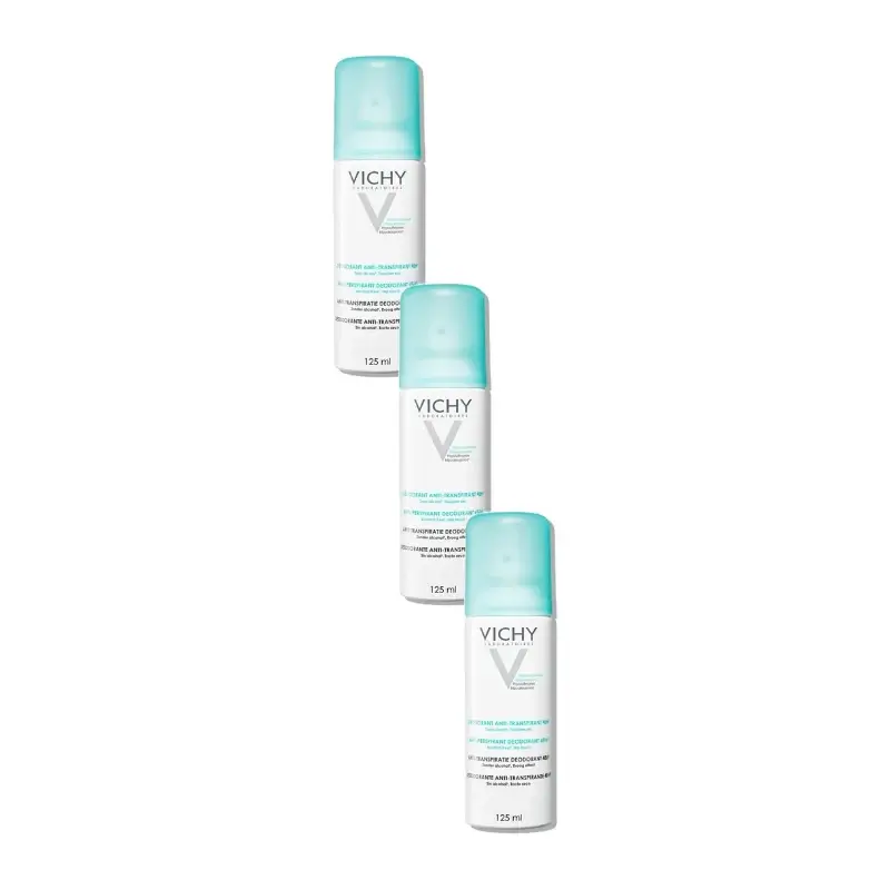 Vichy Desodorante Anti-Transpirante 48H Aerosol 125 Ml, pack 3