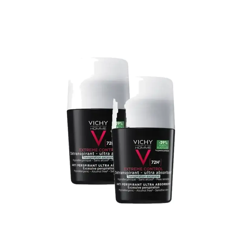 Vichy Homme Desodorante Anti-Transpirante Control Extremo 72H Roll-On 50 Ml, pack 2