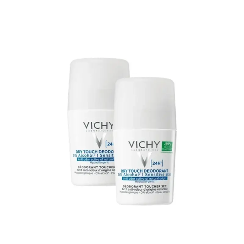 Vichy Desodorante 24H Tacto Seco Roll-On 0% Alcohol 50 Ml, pack 2