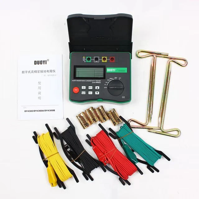 DUOYI DY4300 4-Wire Digital Earth Tester Ground Resistance Megger Resistance Megohmmeter Soil Resistivity Component Tester 0~20.99kΩ