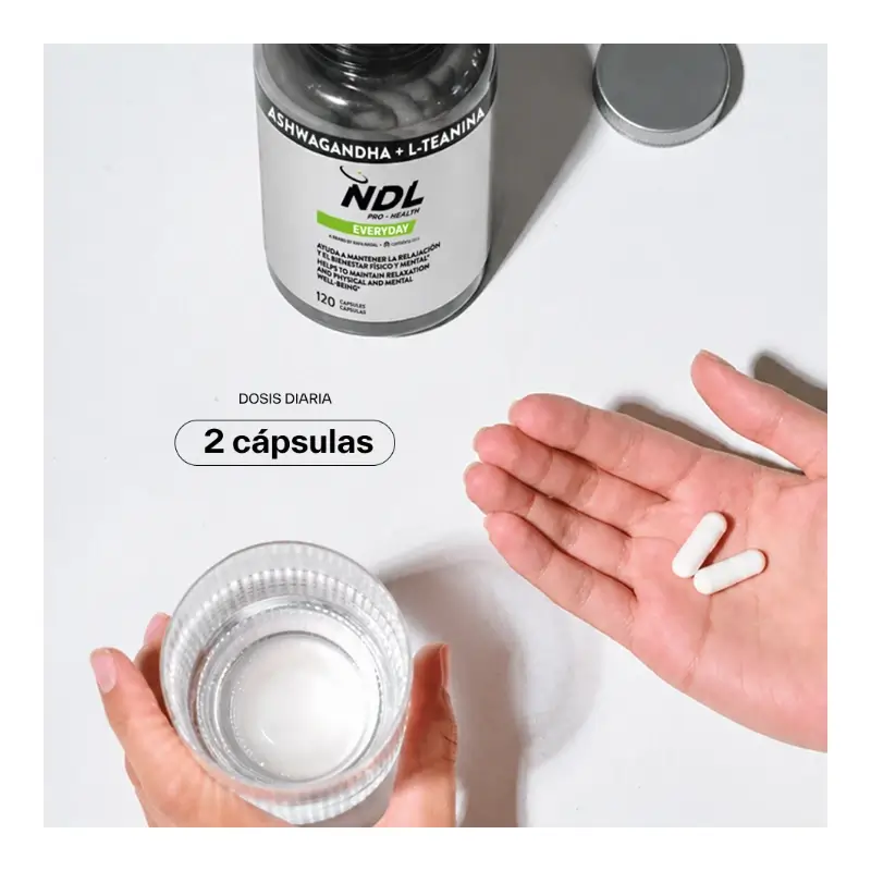 Ndl Pro-Health Ashwagandha Ksm-66 Ecológica + L-Teanina, 120 cápsulas