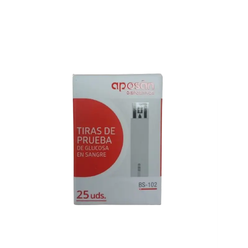 Aposan Tiras De Prueba De Glucosa De Sangre, 25 unidades