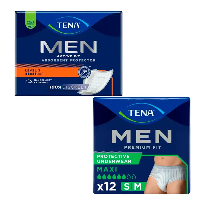 TENA Men Level 3 Incontinencia 1x16 uds + TENA Men Pants Premium Fit M 1x12 uds