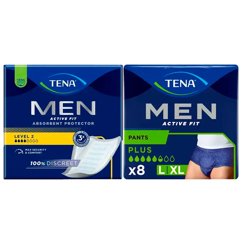 TENA Men Level 2 Incontinencia 1x20 uds + TENA Men Pants Active Large 1x8 uds