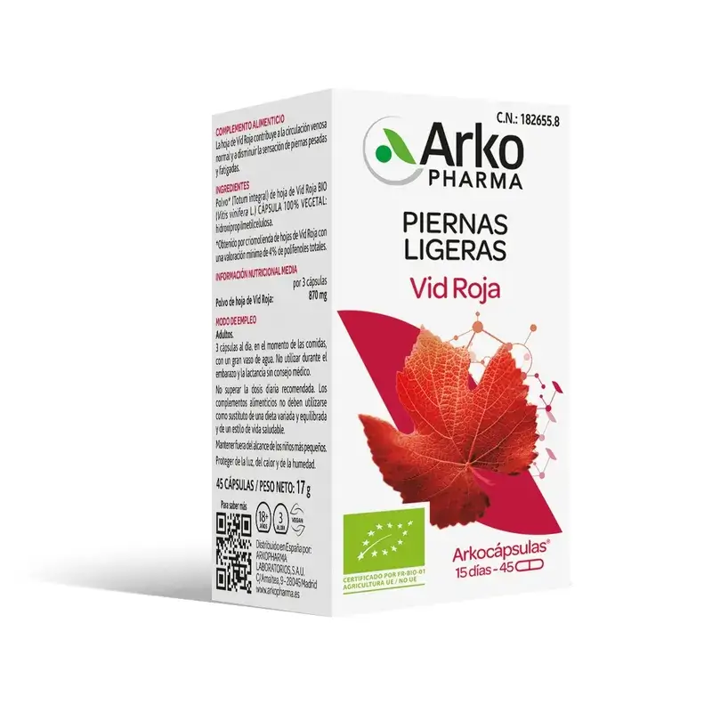 Arkopharma Arkopcápsulas Vid Roja Bio, 45 cápsulas