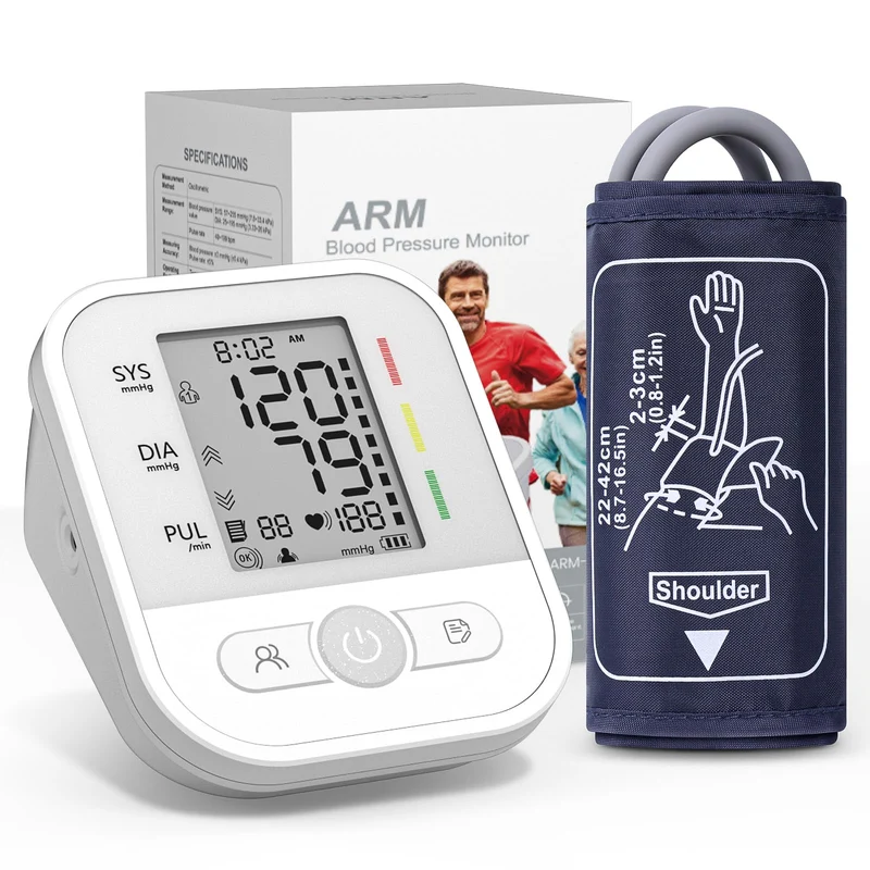 NWOUIIAY Tensiómetro de Brazo Digital, Detector de Arritmias, Pantalla LCD, 2 Usuarios y Brazalete 22-42 cm