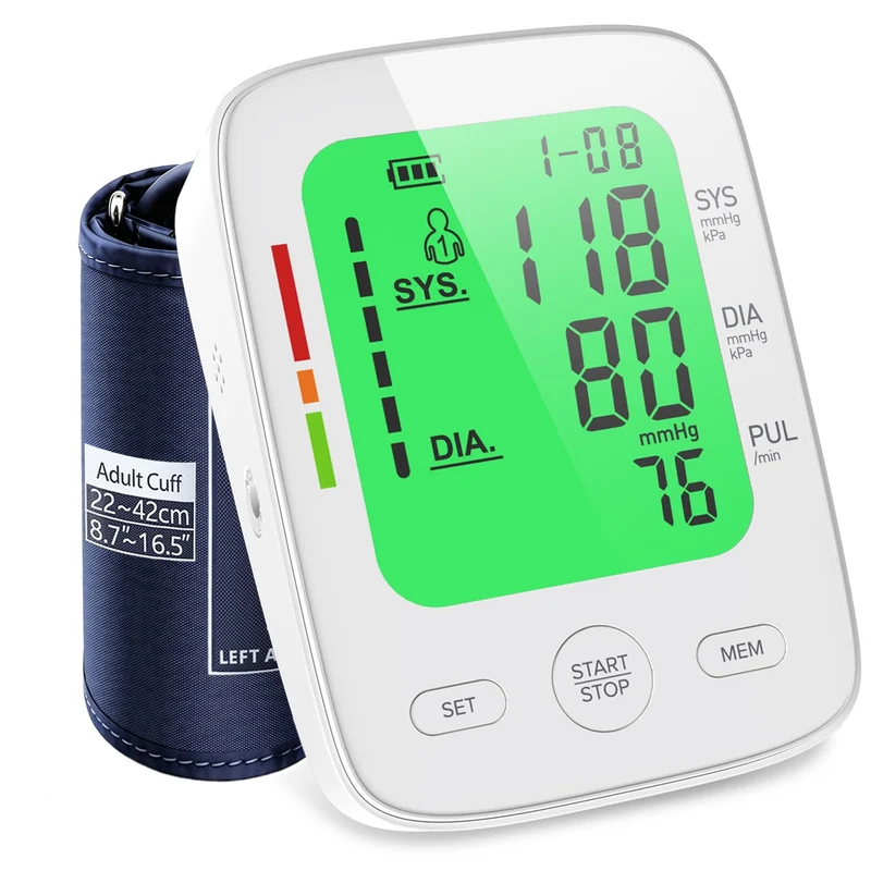 Tensiómetro de Brazo Digital con Pantalla LCD Tricolor, Arritmias, Brazalete 22-42 cm y Memoria 2 x 99, Blanco