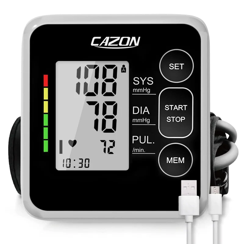 CAZON Tensiómetro de Brazo Digital, Detector de Arritmias, Brazalete 22-40 cm y Memoria 2 x 120