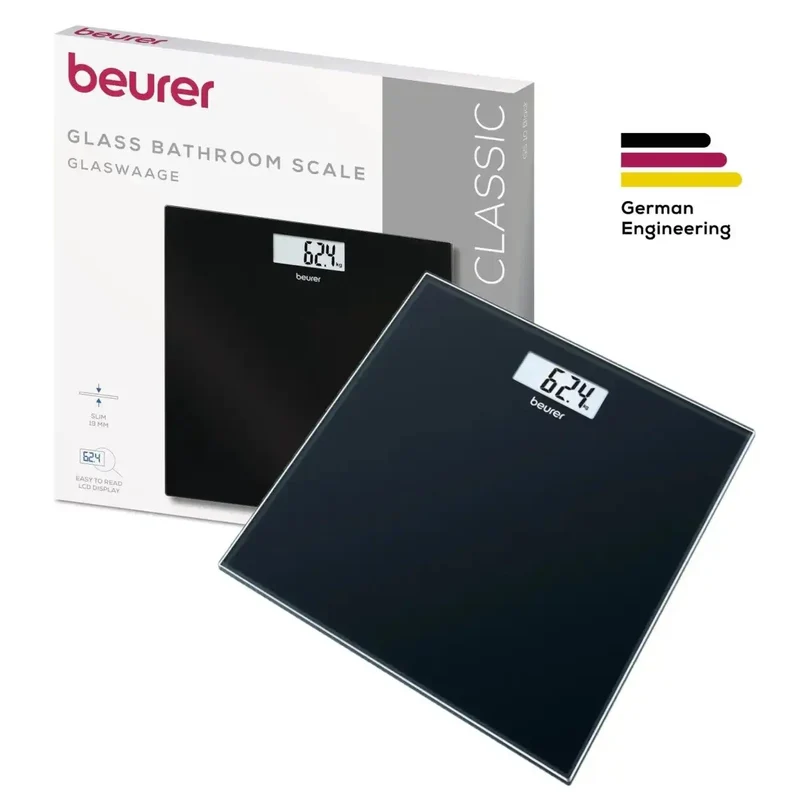 Balanza De Vidrio Para Baño Plateada Beurer Gs 10 Negra