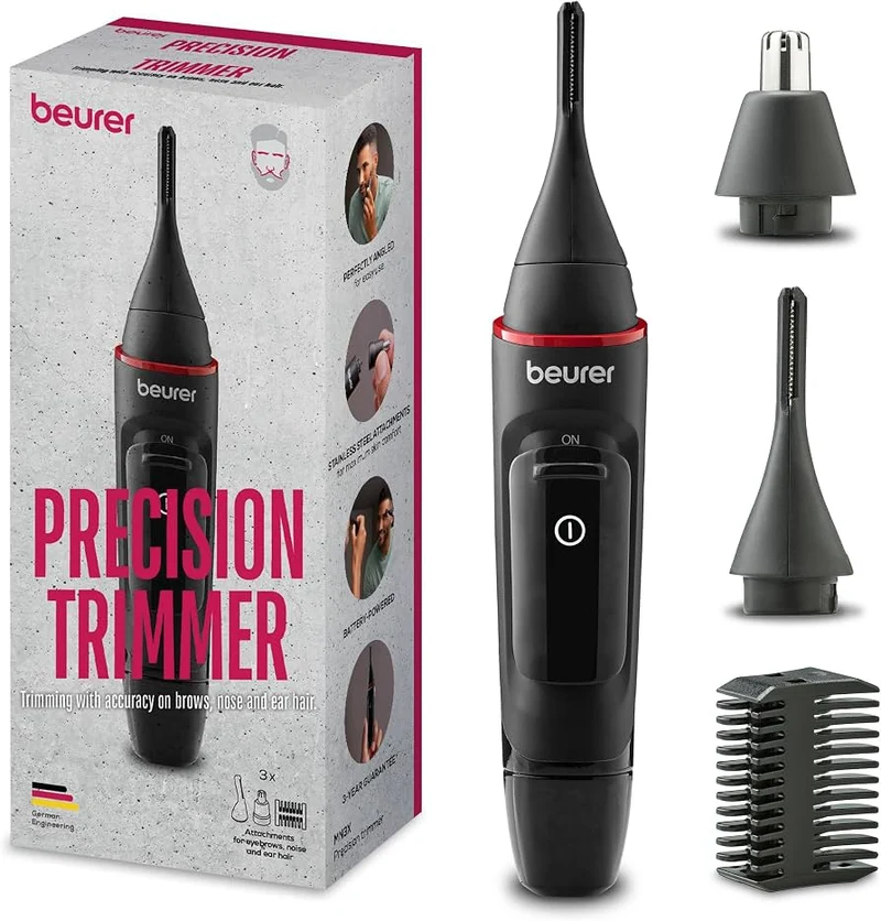 Recortadora De Precisión 3en1 Cejas Nariz Orejas Beurer Mn3x Negro