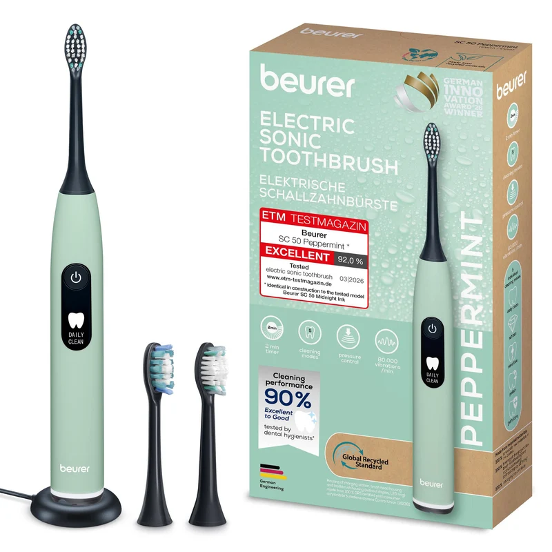 Cepillo De Dientes Sónico 5 en 1 Eléctrico Beurer Sc 50 Peppermint