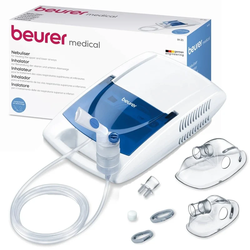 Nebulizador Con Tecnología De Aire Comprimido Inhalador + Accesorios Beurer Ih 21 Blanco