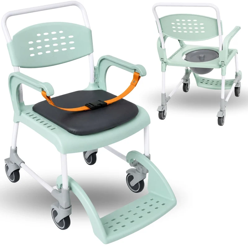 Silla Ducha WC con Ruedas Portátil 3 en 1 | Asiento Acolchado