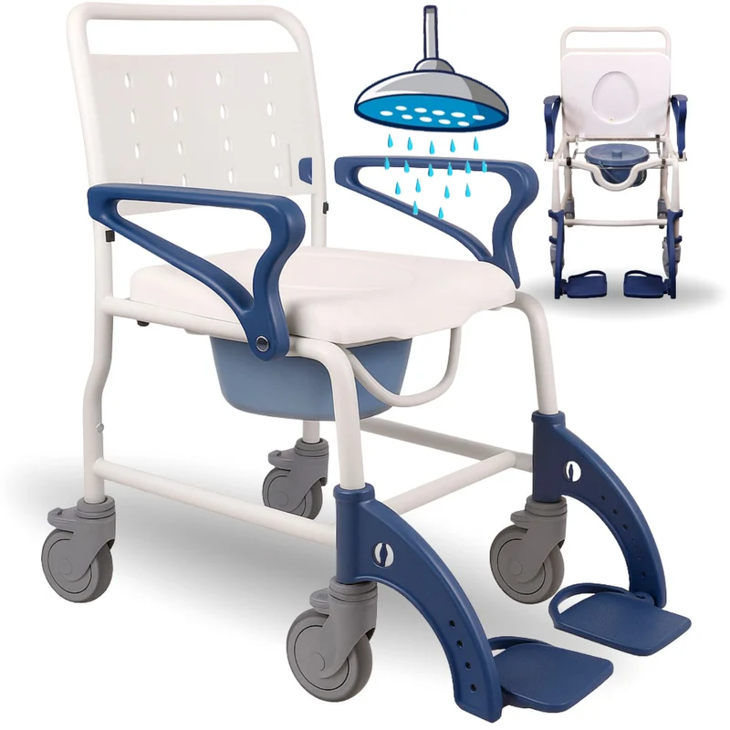 Silla Ducha WC Adultos Brazos y Pies Abatibles | Inodoro Portátil