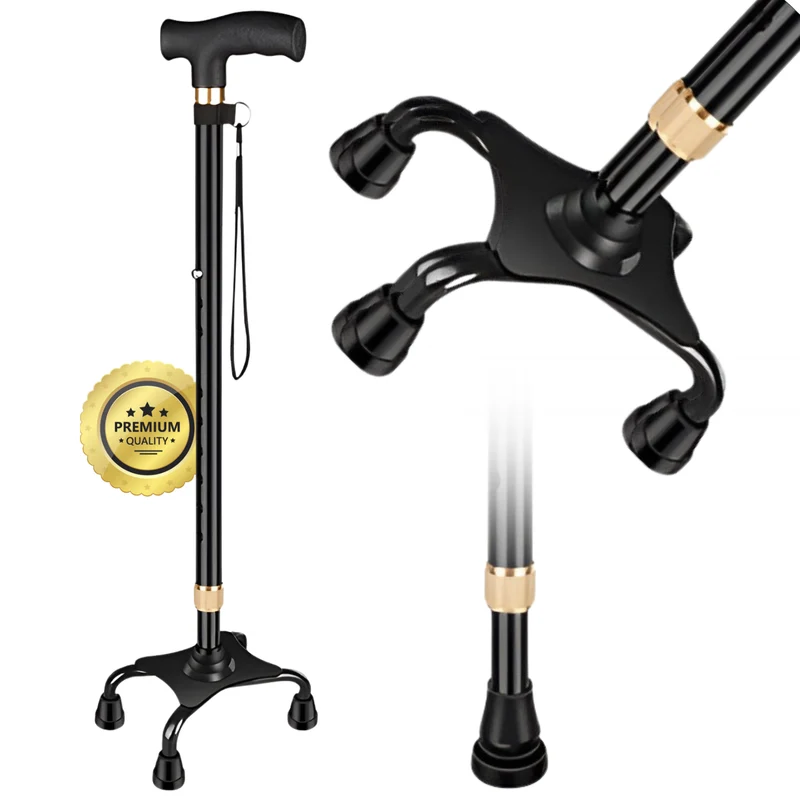 Bastón Cuadrípode 4 patas Regulable | Con Contera Convertible