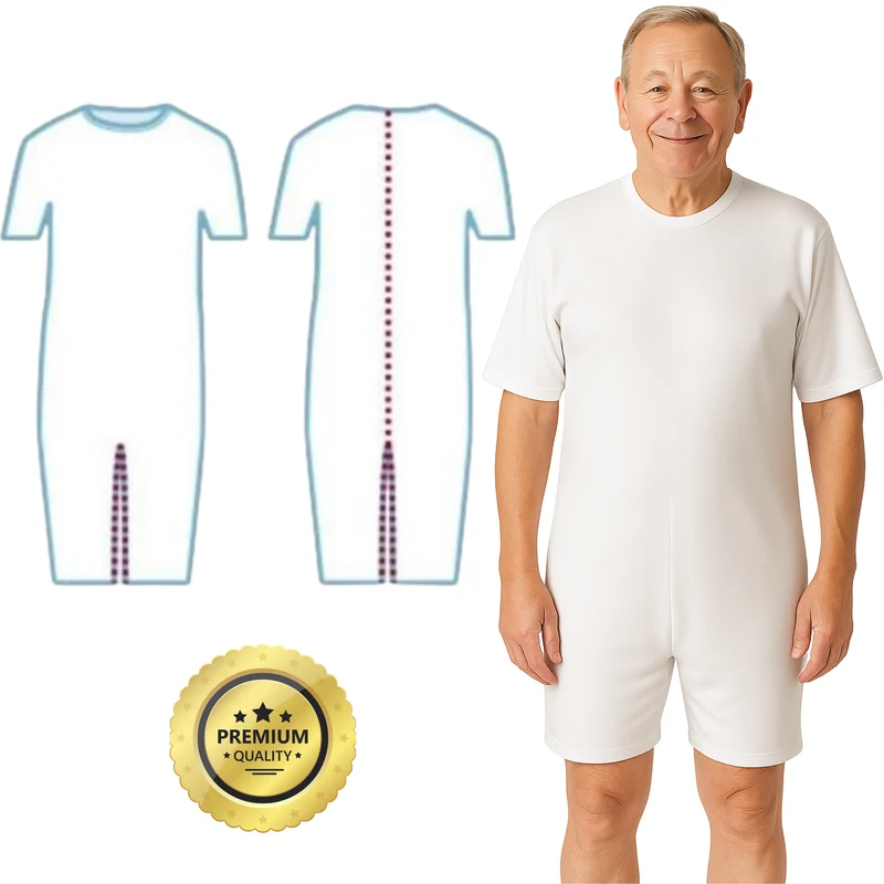 Pijama Antipañal Manga Corta Unisex | Pijama Adultos con Incontinencia