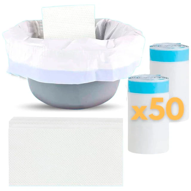 Bolsas Inodoro Desechables con Almohadillas y Asas | Pack 50