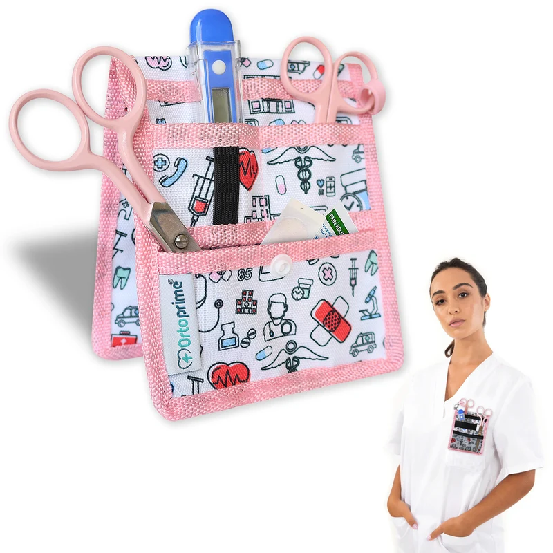 Salvabolsillos Enfermería con Diversos Compartimientos | Color Rosa