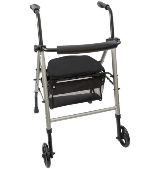 Andador Caminador Plegable con Asiento Acolchado y Cesta