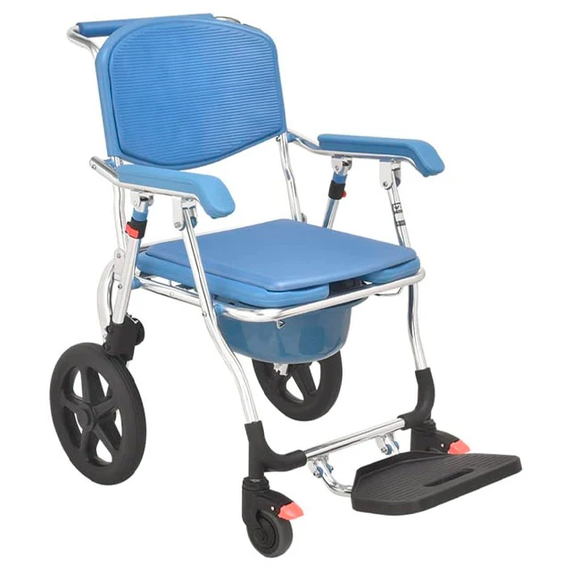 Silla de Ruedas Plegable con Inodoro Incorporado y Extraíble