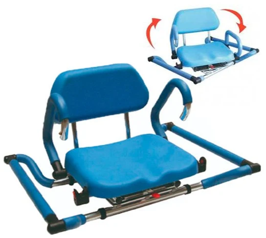 Silla Giratoria Bañera Ajustable Asiento Acolchado y Apoyabrazos