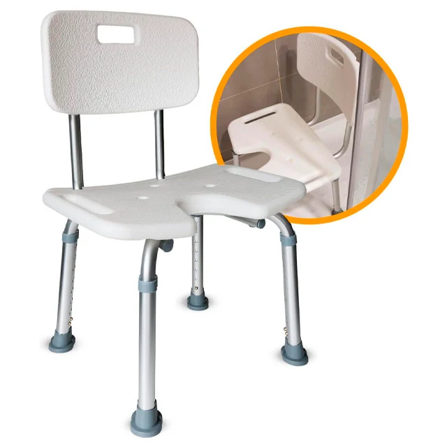 Silla de Ducha para Mayores Asiento en U y Altura Regulable