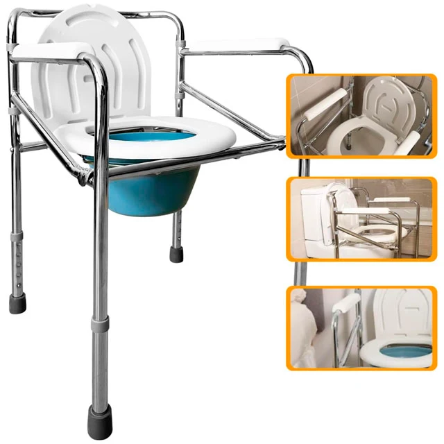 Silla WC Portátil con Orinal Plegable | Regulable en Altura