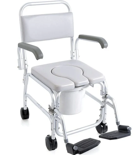 Silla de Ruedas WC para Ducha Baño de Traslado con Deposito