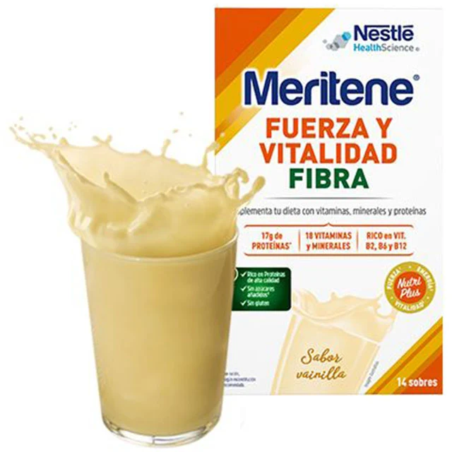 Meritene Batido Multivitamínico con Fibra de 2 Sabores | 15 Sobres
