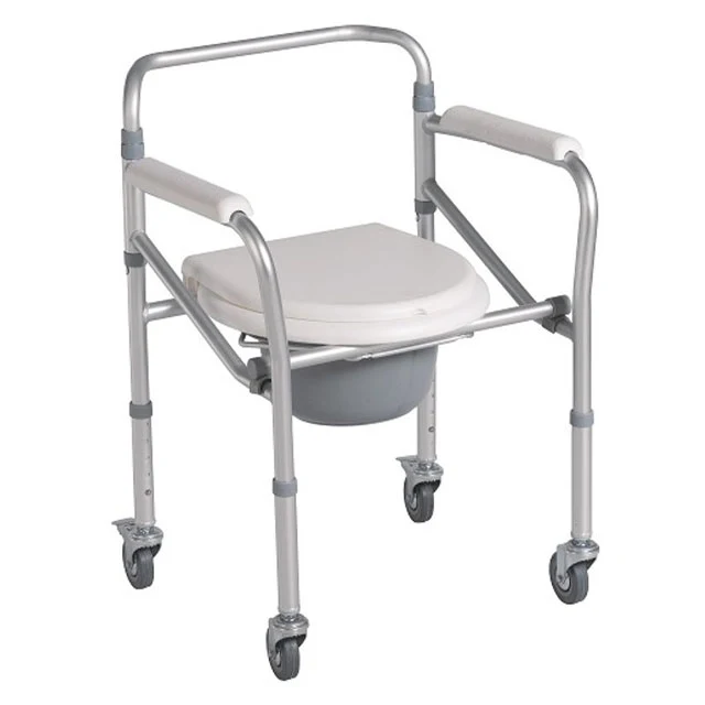 Silla Inodoro Plegable con Ruedas | Regulable