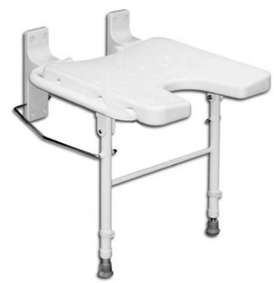 Asiento de Ducha Abatible en Forma de U con Patas para Pared