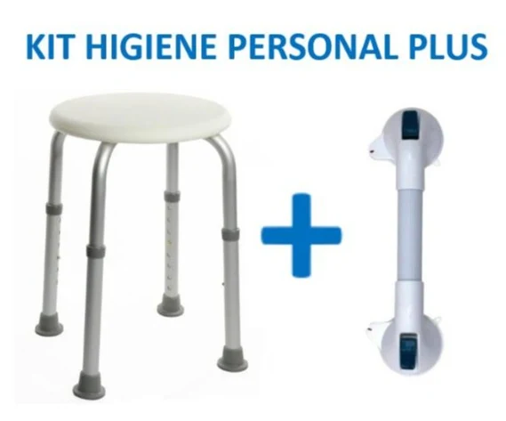 Pack Taburete de Baño Redondo + Asidero de Ducha Sistema Succión