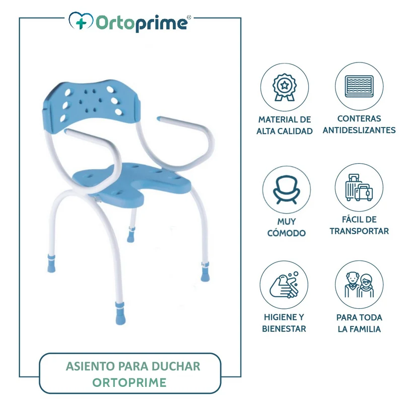 Silla con Respaldo para Ducha Forma de U
