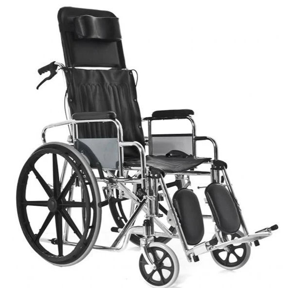 Silla de Ruedas Plegable Acero Cromado con Reposacabezas | ConfortZone