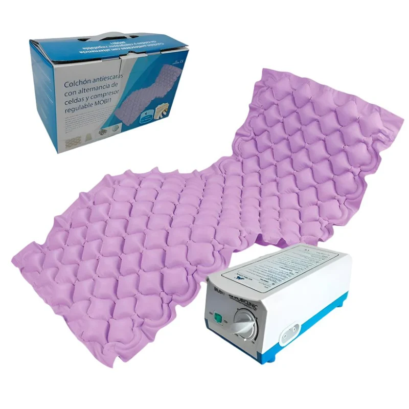 Colchón antiescaras de aire | Compresor | PVC ignífugo | 200x90x7 cm | Grado 1 | 130 celdas | Lila | Mobi 1 | Mobiclinic
