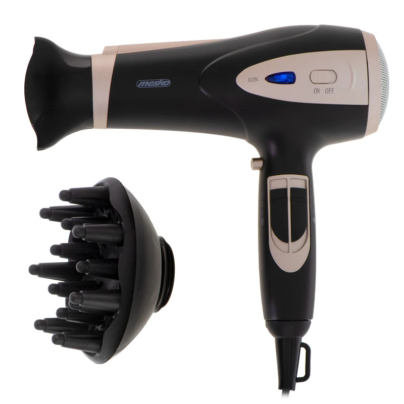 Secador de pelo Mesko, función de ionización, difusor, potencia 2200 W, negro, MS 2287