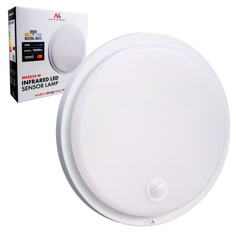 Lámpara LED con sensor de movimiento Maclean, sensor PIR, color blanco, 10 W, IP65, 1000 lm, color neutro, MCE525 W