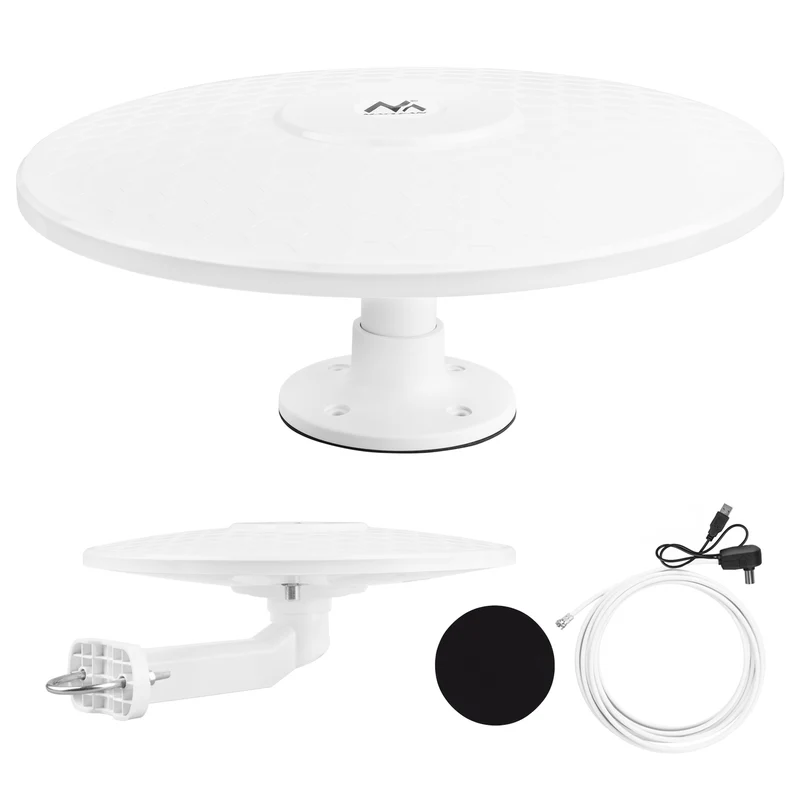 Antena omnidireccional Maclean DVB-T/T2 HEVC, activa, camper, fijación central por cable, MCTV-104