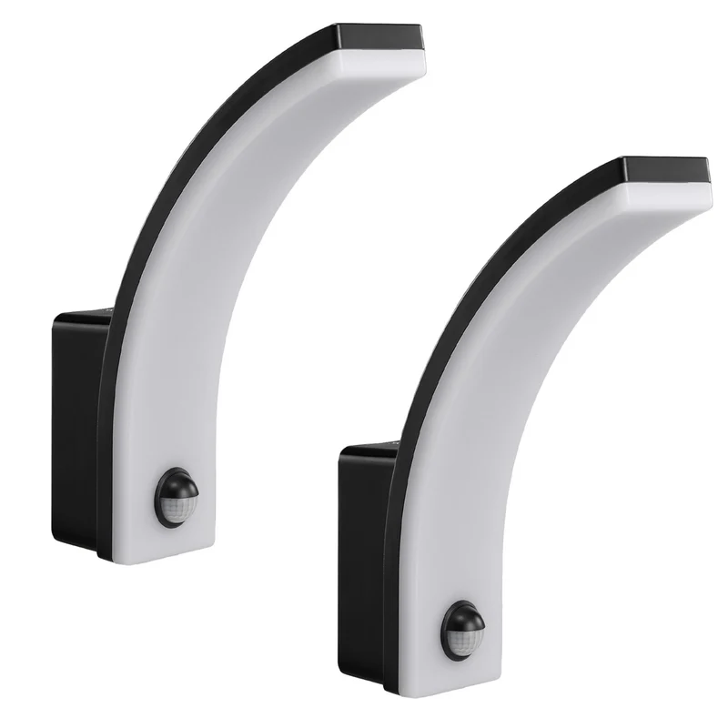 Maclean sensor de movimiento Lámpara LED, sensor de movimiento PIR, negro, 20W, IP65, 2000lm, blanco neutro (4000K) MCE512 B, 2 piezas