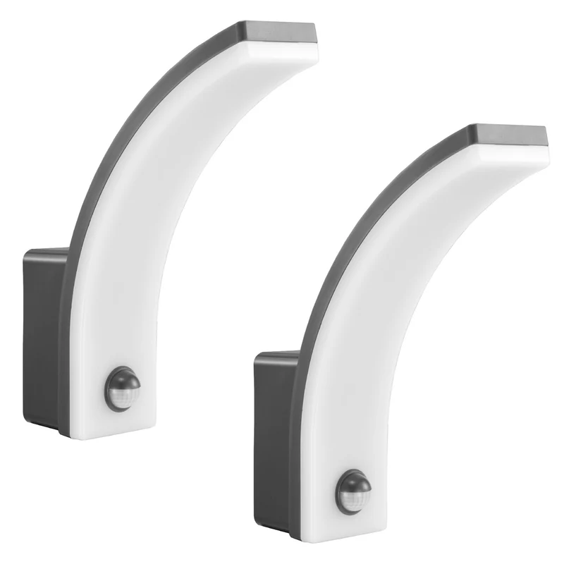 Maclean sensor de movimiento Lámpara LED, sensor de movimiento PIR, gris, 20W, IP65, 2000lm, blanco neutro (4000K) MCE512 GR, 2 piezas