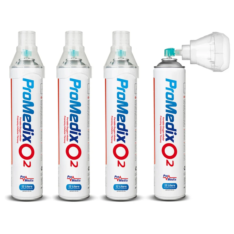 Promedix Inhalador portátil de oxígeno enlatado al 99,4% 12L, PR-994, 4 unidades