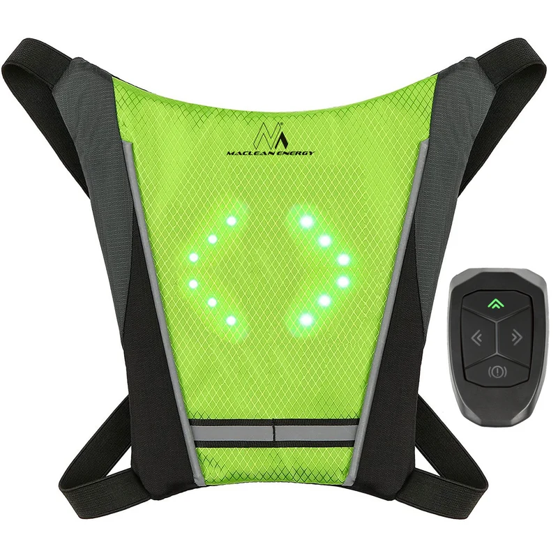 Chaleco / mochila LED, con control remoto, baterías de litio 3.7V 500mAh, 2xCR2032, impermeable: control remoto IPx5, chaleco IPX2 Maclean MCE420