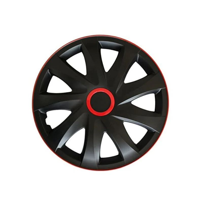 Juego de tapacubos 15 " Kando RACE negro y rojo 4 piezas para RENAULT PEUGEOT FIAT