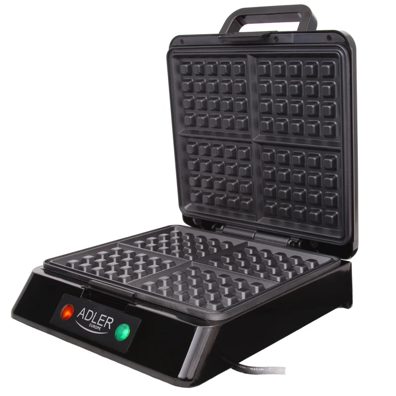 Gofrera profesional para 4 gofres, 1300W, libre de BPA, 1300 W, 0 Decibeles, Negro Adler AD 3036