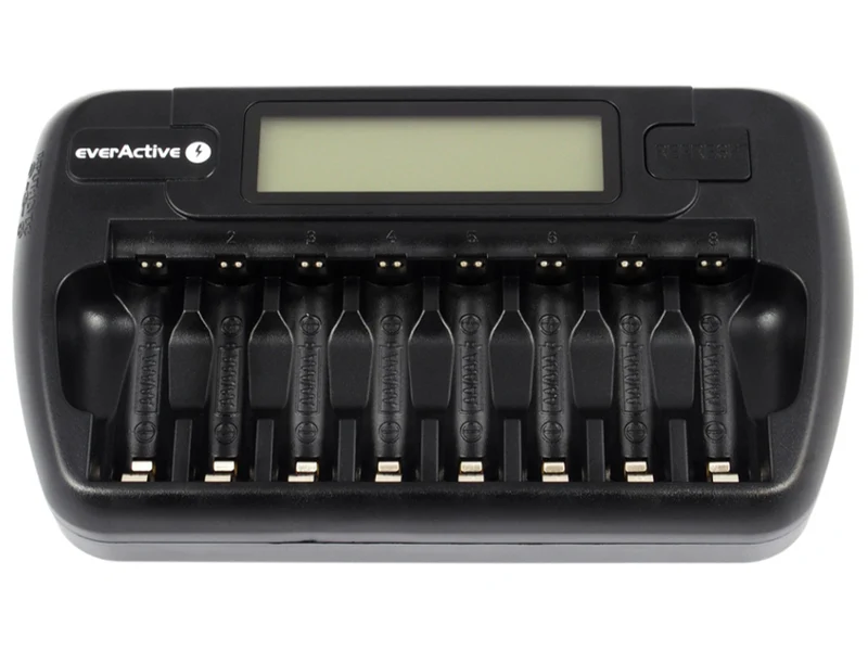 Cargador de pilas AA y AAA everActive, 8 canales, pantalla LCD, NC-800