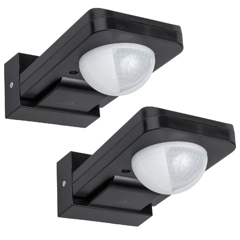 Detector de movimiento Maclean PIR, infrarrojos, IP65, max 2000W, negro, MCE243 B, 2 piezas