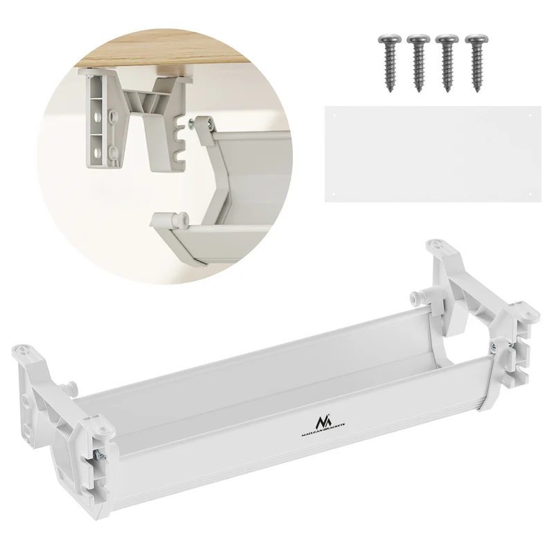 Maclean organizador de cables/extensiones bajo escritorio, carga máx. 5 kg, blanco, MC-106 W