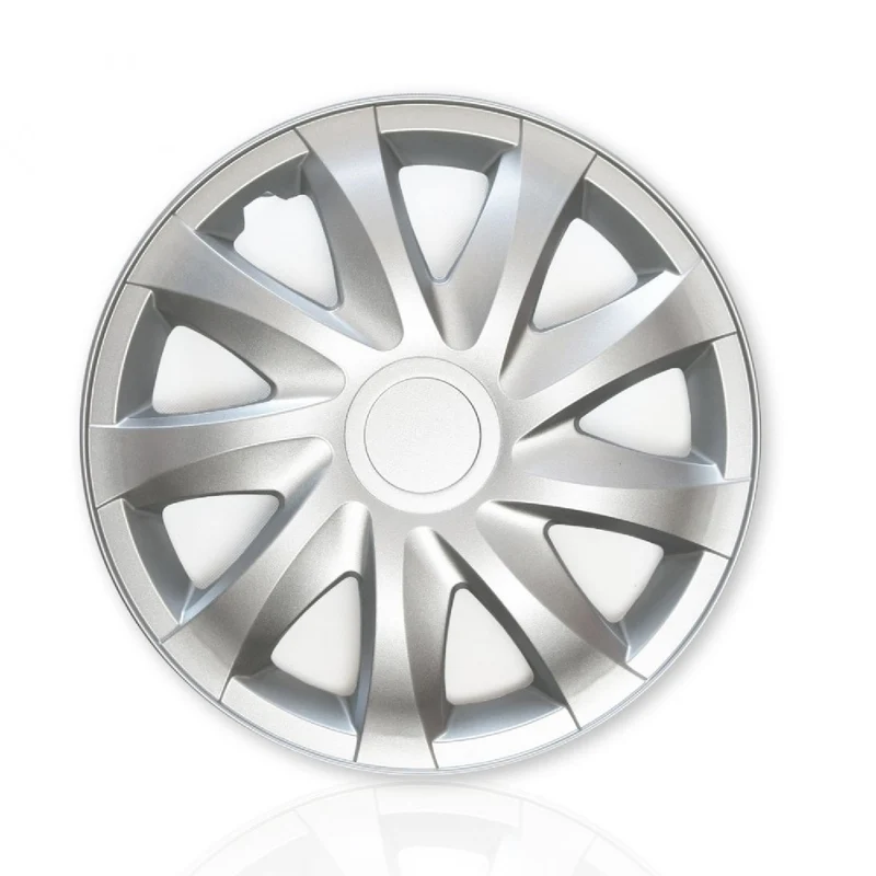 Tapacubos universales 16" Draco plata a presión 4 piezas