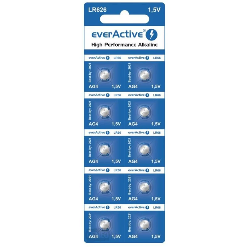 10x en batería blister AG4 G4 LR626 LR66 BL166 everActive