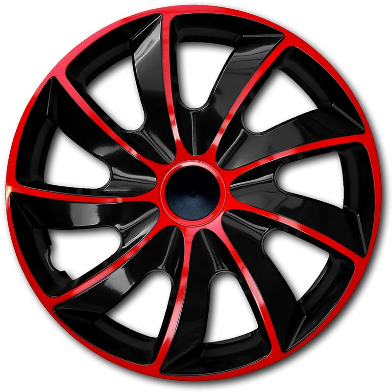 Juego de tapacubos QUAD de 17 ", rojo y negro, 4 piezas para VOLKSWAGEN OPEL FORD AUDI FIAT